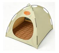 Pssopp Breathable Cat Tent House with Removable Mat, Foldable Canvas Pet Bed with Fiberglass Frame for Indoor Outdoor Use (L 48 * 48 * 42 CM)