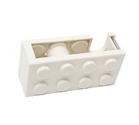 Pssopp Building Block Shape Cute Desk Tape Dispenser Easy Cutting for School Office Study Room, Durable PP Material (White)