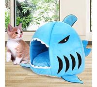 Pssopp Cat House Shaped Pet Bed Dog Cave with Removable Washable Cover High Resilience Sponge for Indoor Cats Dogs Pets (Blue)