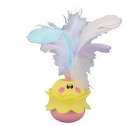 Pssopp Cat Interactive Toy, Funny Stick Toys with LED Lights Rotating Feather for Indoor Cats Playing Chasing Exercising