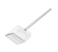 Pssopp Cat Litter Scoop Long Handle Pet Litter Scoop Stainless Steel Litter Box Scooper Chicken Poop Sifter Shovel for Easy Sifting (Black)