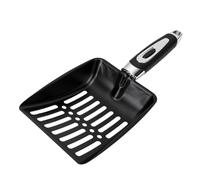 Pssopp Cat Litter Scoop, Stainless Steel 25.2cm Ergonomic Handle Non Stick Easy Rinse Rust Proof Sifting Shovel for Clay Tofu Litter Box Cleaning (Black)