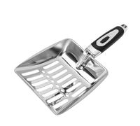 Pssopp Cat Litter Scoop, Stainless Steel 25.2cm Ergonomic Handle Non Stick Easy Rinse Rust Proof Sifting Shovel for Clay Tofu Litter Box Cleaning (Silver)