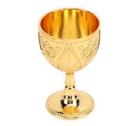 Pssopp Chalice Goblet, 30ml Metal Wine Glass Goblet with Carved Rose Pattern Elegant Desktop Ornament Exquisite Design Wine Chalice Glass for Wedding Parties Home Bars (Gold Color)