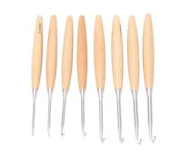 Pssopp Chunky Wooden Crochet Hooks Set with Beech Handle, Sweater Knitting Tools 3.0mm to 6.5mm Ergonomic Handle Crochet Hooks Set for Beginners and Skilled Knitters