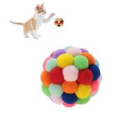 Pssopp Colorful Pet Plush Ball Toy for Dogs, Puppies and Cats - Soft Interactive Chew Training Exercise Play Toy with Bell (L)