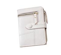 Pssopp Compact Women PU Leather Coin Purse with Privacy Zipper, Small Wallet for Women on The Go (White)