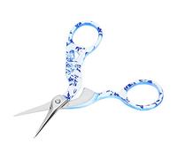 Pssopp Crane Scissors Retro Tailor Scissors Stainless Steel Embroidery Sewing with Bright Surface Fast Cutting for Household Thread Paper Cloth Cutting (Flower Porcelain Color (Small Blue))