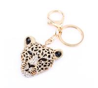Pssopp Crystal Leopard Head Keychain for Women, Rhinestone Bag Charm Pendant Key Ring, Sparkly Purse Decoration Gift for Her Birthday Christmas Mother's Day