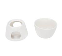 Pssopp Cups & Mugs Ceramic Chocolate Melting Pot with Fork Stand for Home Party Ice Cream Desserts Cheese Fondue Pot Set, Fondue Mug (Pure White)