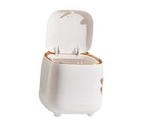 Pssopp Desktop Trash Can with Lid, ABS Push Type Mini Garbage Can 5.7 X 5.7 X .9 in, Double Layer Small Trash Bin for Desk Bathroom Bedroom Countertop (White)