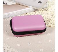 Pssopp Digital Storage Organizer Bag, EVA PU Leather Shockproof Case for USB Cable Earphone SD Card, 11.5 X 8 X 4cm Portable Travel Office Electronic Accessories Organizer (Pink)