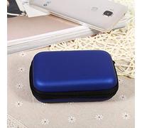 Pssopp Digital Storage Organizer Bag, EVA PU Leather Shockproof Case for USB Cable Earphone SD Card, 11.5 X 8 X 4cm Portable Travel Office Electronic Accessories Organizer (Blue)