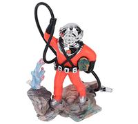 Pssopp Diver Aquarium Decoration, Plastic Aerating Fish Tank Ornament, for Freshwater and Saltwater Tanks, Enhances Aquascapes (Red)