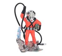 Pssopp Diver Fish Tank Ornament, Exquisite Diver Fish Tank Ornament Bubbler Decorations Aquarium Ornament with Hose for Aquarium Red