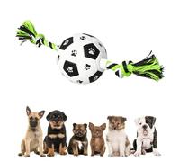 Pssopp Dog Outdoor Tug Chew Toy, Soccer Ball Shape Promotes Bonding Soft Cotton Puppy Interactive Teething Ball with Rope for Dogs Behavior Training (Football Rope Toy L)