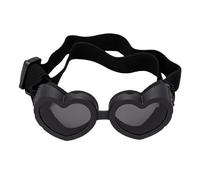 Pssopp Dog Sunglasses, Heart Shaped Adjustable Strap Goggles with Foam Padding and Ventilation Anti Glare for Beach Motorcycle Travel Photo (Black)