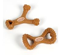 Pssopp Dog Toys Dispensing, Interactive Textured Tooth Care Dog Toys for Large Medium Teeth Cleaning Aggressive Chewers 2Pcs Chew Toy Treat Aggressive Chewer (Y Shape Bone and 8 Shape Bone)