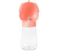 Pssopp Dog Water Bottle, 350ml Leak Proof Portable One Touch Dispenser with Drinking Bowl for Hiking Walking Travel No Spill Instant Refill Dry Bag (Pink)