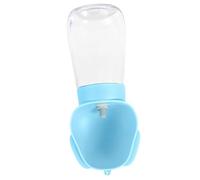 Pssopp Dog Water Bottle, 350ml Leak Proof Portable One Touch Dispenser with Drinking Bowl for Hiking Walking Travel No Spill Instant Refill Dry Bag (Blue)