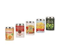 Pssopp Dollhouse Beverage Cans, Mini Alloy Drink Accessories, 5PCS Model for Kids Play, for 1:12 Scale Dollhouse Decor (Simulated food 5 cans of fruit cans)