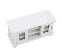 Pssopp Dollhouse Wooden TV Cabinet, Miniature Living Room Furniture with Double Doors, for 1:12 Scale Dollhouses, Educational Play for Kids (White)