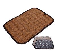 Pssopp Double-Sided Pet Mat Cooling Pet Bed Breathable Rattan Mat for Summer Soft Plush for Winter with Reversible Design for Cats Dogs Up to 44lb (M)