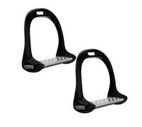 Pssopp Flexible Safety Stirrups Horse Riding Safety Stirrups Irons Stainless Horse Riding Stirrup Stainless Steel Non-Slip Pad Equestrian Aluminum Saddle With Painting (Black)