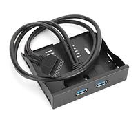 Pssopp Floppy Front Panel USB 3.0 Hub, 3.5 Inch Floppy Bay Adapter with 2 Port USB Expansion, 19 Pin Internal Cable, Fast Data Transfer and Charging for Desktop PC Cases