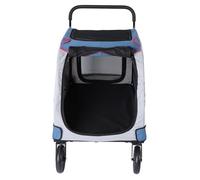 Pssopp Folding Dog Stroller, Labor Saving Dual Exit Doors Sturdy Frame 80kg Load Capacity Large Dog Carriage for Outdoor (Grey)
