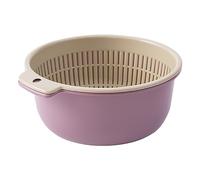 Pssopp Fruits Vegetables Strainer Basket, Plastic Double Layered Basket for Washing, Draining Fruits and Vegetables, Great for Kitchen Use (Purple)