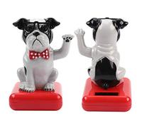 Pssopp Garden Decorations Dog, Adorable Swing Arm Car Dashboard Decor with Moving Head for Home Office Desk Decoration Solar Powered Waving Solar Powered Car Decoration Dog (Black White)