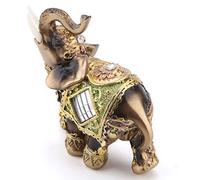 Pssopp Green Feng Shui Elephant Statue, Resin Lucky Wealth Figurine 5.3