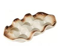 Pssopp Grid Serving Tray, Appetizer Plates Waves Shape Elegant Design Appetizer Serving Plate for Fruit Egg Candy Snacks Grid Tray, Ceramic 6 Sectional Round Appetizers Plates (White and Gold)