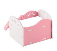 Pssopp Guinea Pig House, Wood Plastic Castle for Small Animals, 2 Layers with Stair Design, Safe Hideout for Hamsters and Chinchillas (Pink)