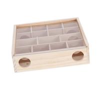 Pssopp Hamster Maze Toy Natural Wood Interactive Pet Enrichment with 16 Entry Holes 13 Compartments for Small Pets Mice Gerbils