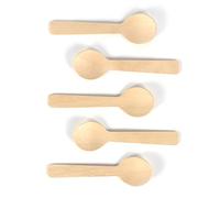 Pssopp Handicrafts 100pcs 4 Inch Mini Spoon for Dessert Yogurt Soup Ice Cream with Long Handle Polished Surface Wooden Taster Spoons, Wooden Taster Spoons