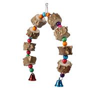 Pssopp Hanging Bird Toy Chew Toy Bird Cage Accessory with Colorful Beads Bell for Beak Grinding Mental Stimulation