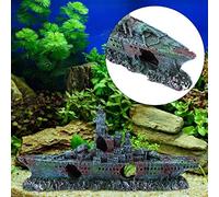 Pssopp Hide Boat Ornament, Resin Pirate Ship for Aquariums, Decorate Your Fish Tank with a Fun Sunken Ship Design, Ideal for and Saltwater Use, 23 X 11 X 5 Cm