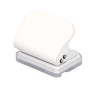 Pssopp Hole Punch Ruler Design Quick Positioning Metal Paint Body 3 Hole Puncher for Documentation with Plastic Base Paper Scrap Collector (White)