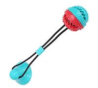 Pssopp Interactive Dog Puzzle Toy, Rubber Self Playing Tug Toy with Teeth Cleaning Features for Small Medium Large Dogs (Red Blue)