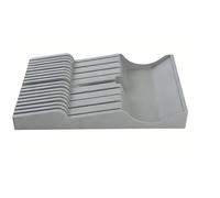 Pssopp Knife Drawer Organizer Block, Double Layer 16 Slot Storage Holder for Kitchen Drawer Plastic Gray 15.7 x 9.1 x 2.4 in Bottom Drainage Easy Clea