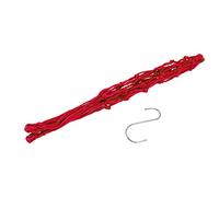 Pssopp Large Space Poultry Vegetable String Bag with Hook for Chicken Duck Geese Feeding Mesh Fruit Holder (Red)