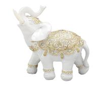 Pssopp Lucky Elephant Sculpture, Lucky and Fortune Flexible Placement Enduring Resin Material Delicate Wealth Elephant Statue for Home Decoration(White) (S)