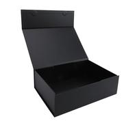 Pssopp Magnetic Flip Box White Paper Present Box 10.24 X 7.48 X 3.15 in Foldable Magnetic Closure for Valentines Wedding Birthday Bridesmaid Gifts (Black)