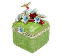 Pssopp Metal Cherry Blossoms Jewelry Box, Long Lasting Zinc Alloy Charming Antique Stylish Jewelry Case for Rings Earrings Necklace Storage (Green)
