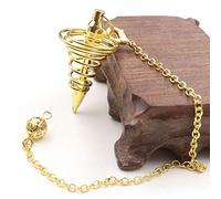 Pssopp Metal Dowsing Pendulum, Spiritual Divination Pendulum with 7.0 in Chain, Chakra Balancing Lost Item Finder for Meditation Energy Work Decision Guidance Beginners Adults (Gold)