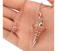 Pssopp Metal Dowsing Pendulum, Spiritual Divination Pendulum with 7.0 in Chain, Chakra Balancing Lost Item Finder for Meditation Energy Work Decision Guidance Beginners Adults (Rose Gold)