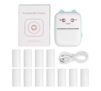 Pssopp Mini Portable Thermal Printer Compact Blue Sticker Printer for Office Notes and Learning Material Printing, Lithium Battery, Connection for Office and School Use
