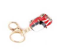 Pssopp Mini Sporty Car Crystal Keyring, Shining Zinc Alloy Keychain Pendant, Classic 3D Hollow Carved Simulation Charm Purse Key Ring Key Chain for Wallets, Bags, Backpacks Decoration, (Red)